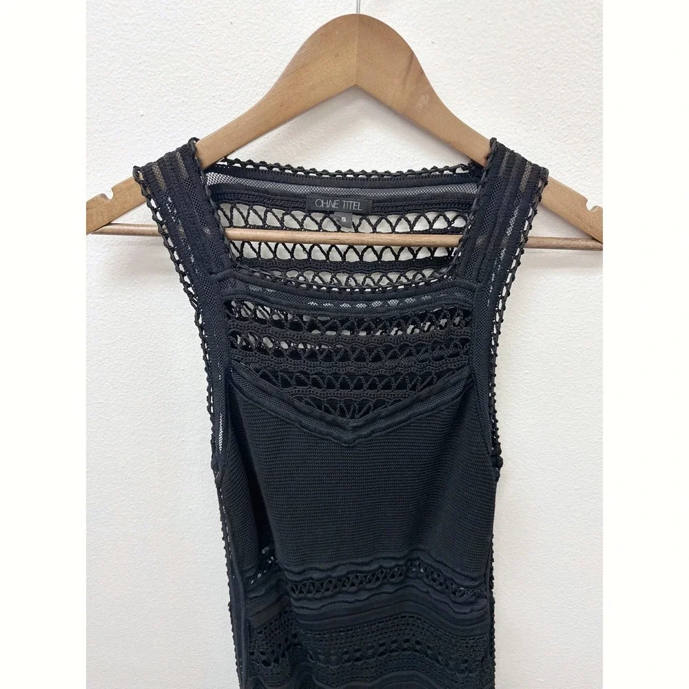 OhNe‎ Titel Crochet Stretch Midi Dress Black S